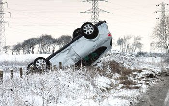 Car damaged after a car accident caused by drunk driver