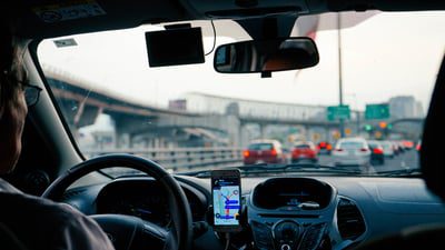 Distracted driver using their phone while driving