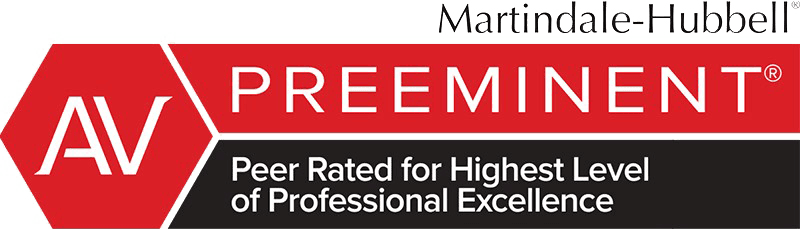 AV Rated badge from Martindale-Hubbell® Law Directory, signifying top attorney rating