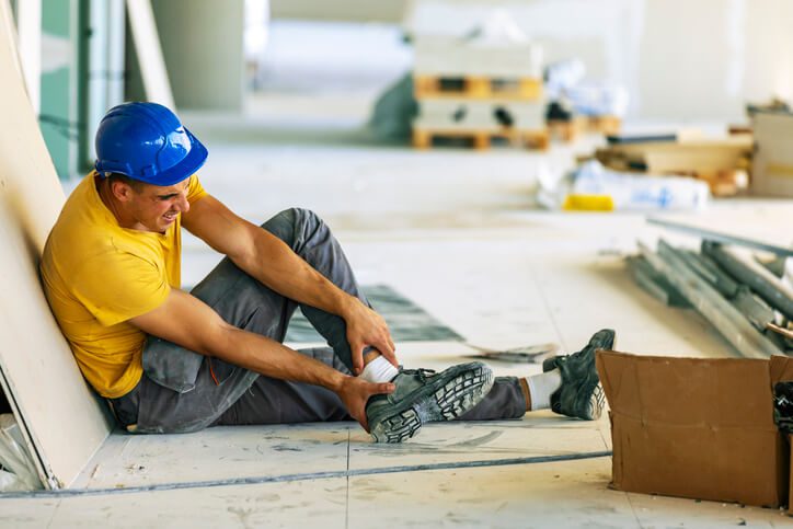 Construction worker with a work injury